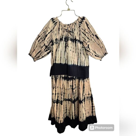 LUSANA Cecile Skirt Set / Teara Top Lattice Tie Dye Sz S NEW - Picture 1 of 16